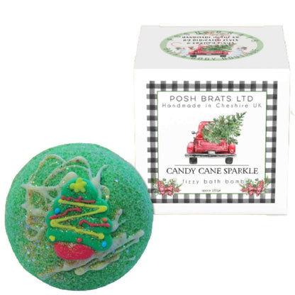 Christmas Candy Cane Sparkle Gift Boxed Bath Bomb