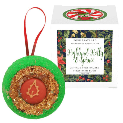 Christmas Highland Holly & Spruce Gift Boxed Bauble Bath Bomb